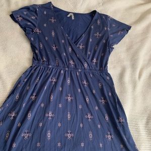 Blue V-Neck Dress